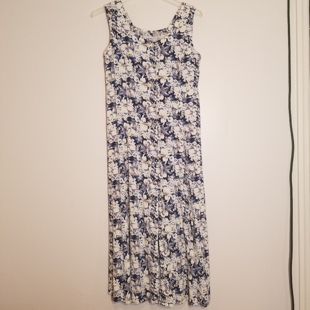 Floral Button Front Midi Tank Dress